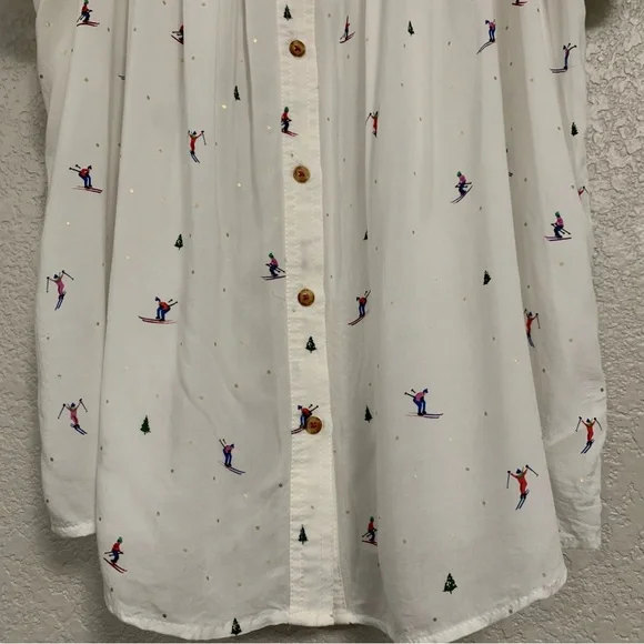 32 of 52 Conversations Anthropologie Blouse Top Womens 16 Skier Novelty Print - Picture 9 of 16